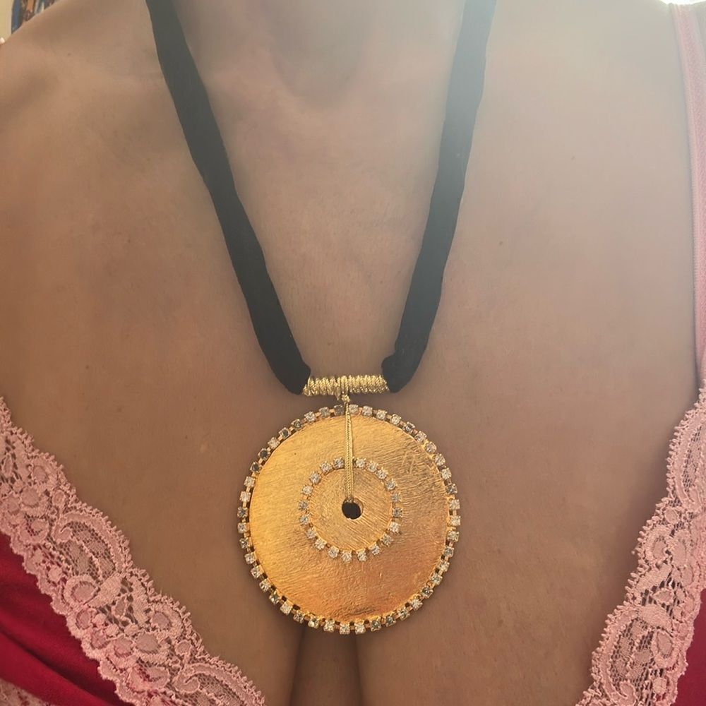 Carol Duplaise Gold Dial Rhinestone Necklace